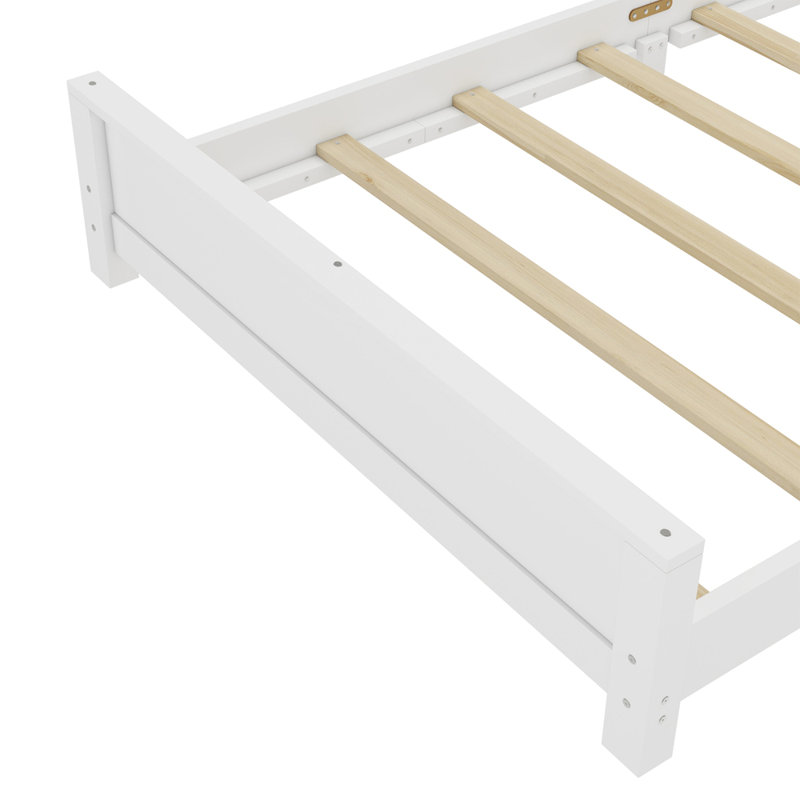 Base de lit plateforme simple avec tête de lit, Blanc