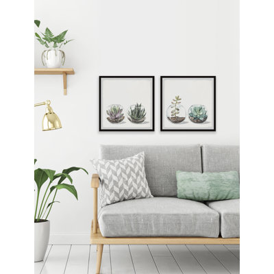 Round Glass Terrarium by Marmont Hill - 2 Piece Single Picture Frame Painting Set