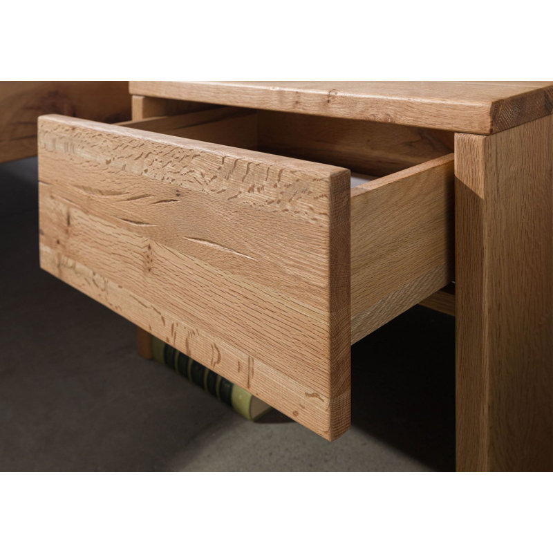 Jangali 35cm W Solid Wood Bedside Table, Light brown
