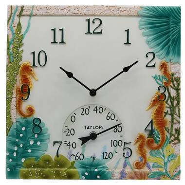 Wall Clock Thermometer-Indoor Outdoor Decorative 18” Quartz