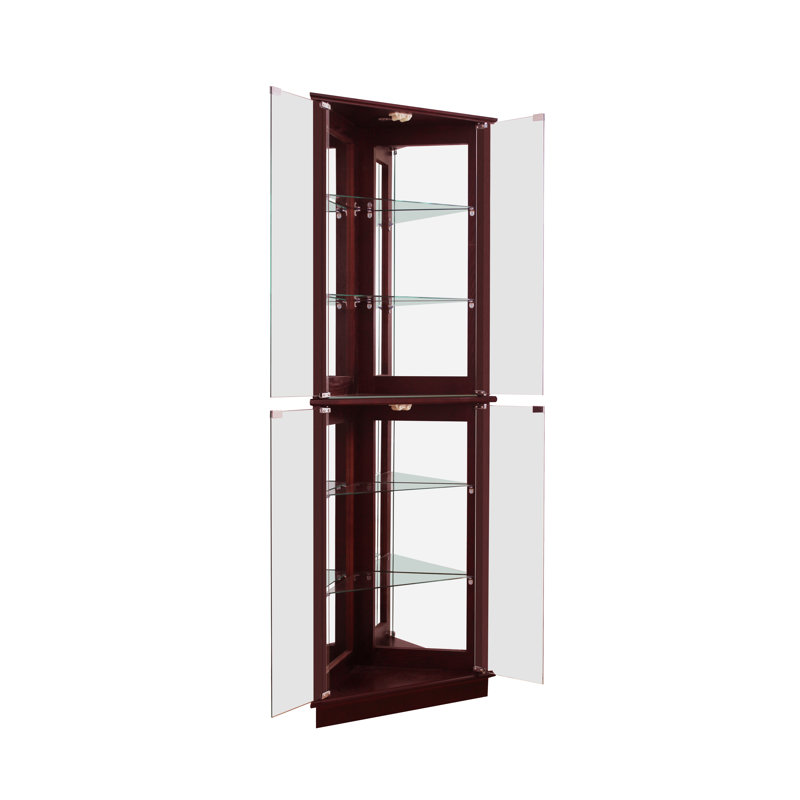 Armoire vitrée de coin lumineuse Olivian, Cerise