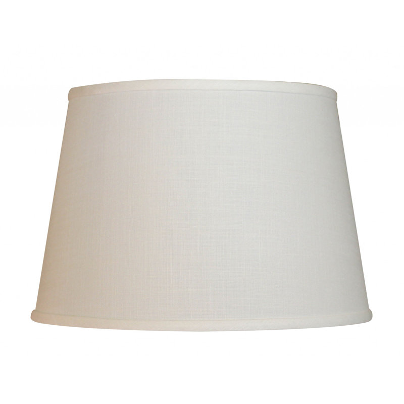 Abat-jour blanc arrondi en lin incliné Empire, H 10 po x l 14 po x P 14 po, Blanc