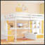 Lit mezzanine double avec bureau et tablettes