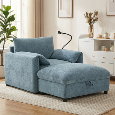 Fauteuil d'appoint rembourré avec repose-pieds avec rangement
