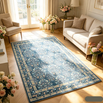 Tapis doux lavable pour le salon - Tapis rétro à poils courts vieillis - Antidérapant, facile d'entretien, décoratif - vert, 2 x 6 pi (61 x 183 cm)