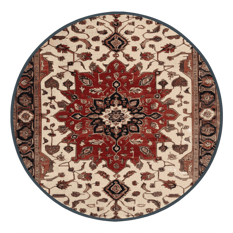 Tapis brun lavable à la machine, Rond 3 pi