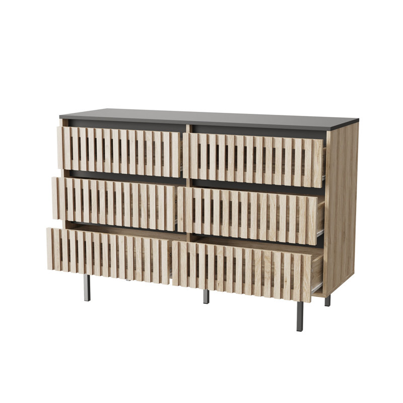 Cannelé, armoire de rangement pour chambre à coucher, rangement à six tiroirs, grande capacité, armoire de rangement minimaliste moderne, conception à deux tons