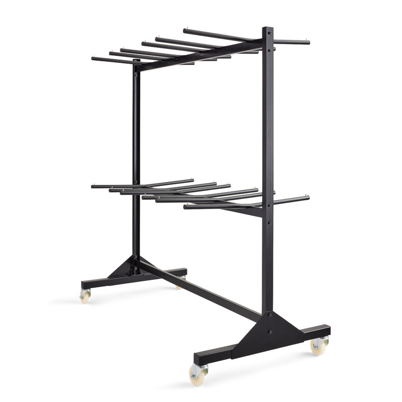Black Powder-Coated Steel Folding Chair Trolley - 84 Chair Capacity