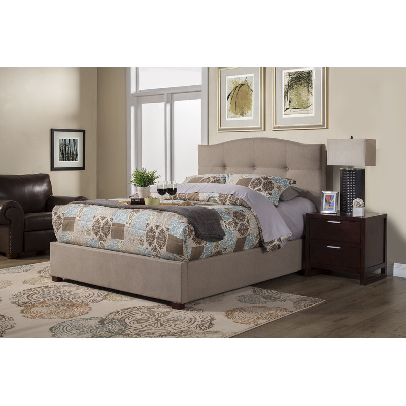 Anne Amanda Full Tufted Upholstered Bed, Haskett/Jute, Queen