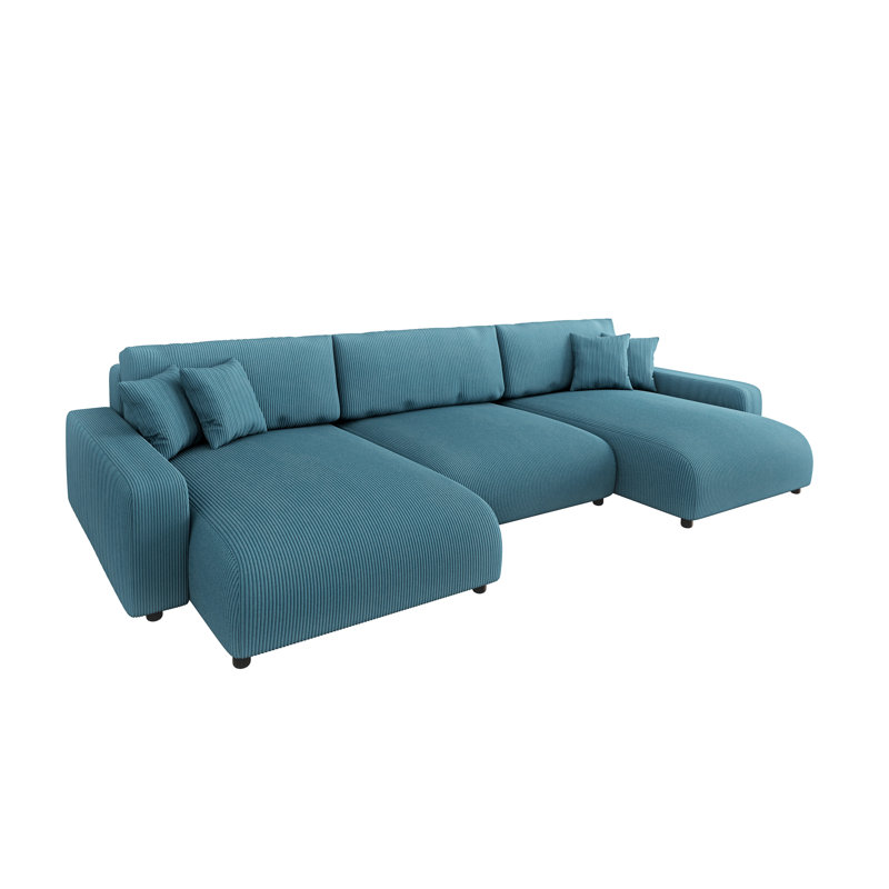 Emma 6 Seater Corduroy Sofa Bed, Turquoise