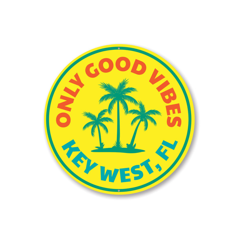 Plaque en aluminium Good Vibes Key West, H 18 po x l 18 po x P 0,06 po