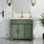 Meuble-lavabo autoportant 36 po avec rangement de style romain, base en bois massif et poignées en métal-1072988698