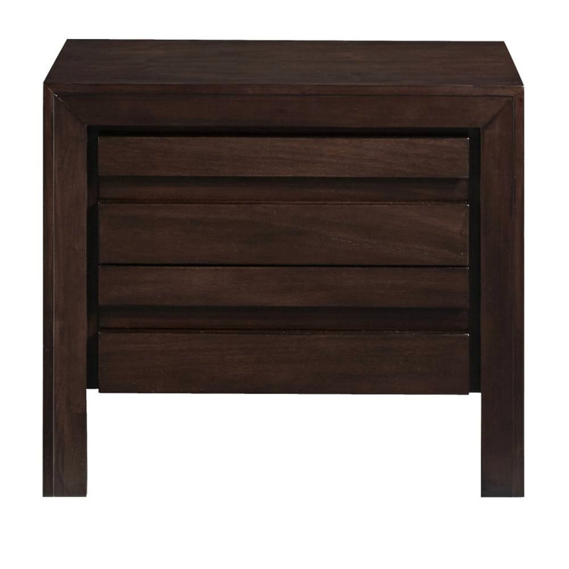 Table de chevet en bois avec deux tiroirs, brun