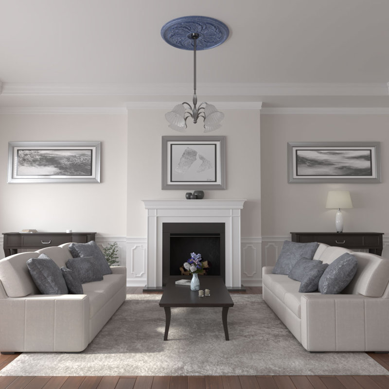 Médaillon de plafond Endurathane Sellek, DE 42 1/8 po x P 1 7/8 po (pour auvents jusqu'à 9 po), fini craquelé Americana peint à la main