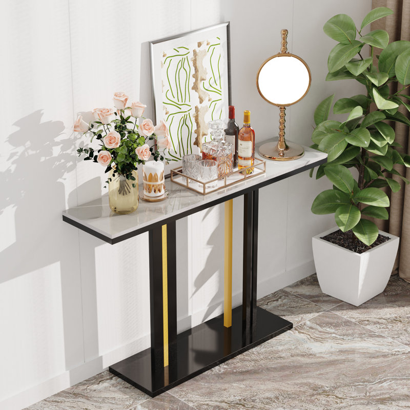 Console 46,4 po Jermani, Marbre blanc
