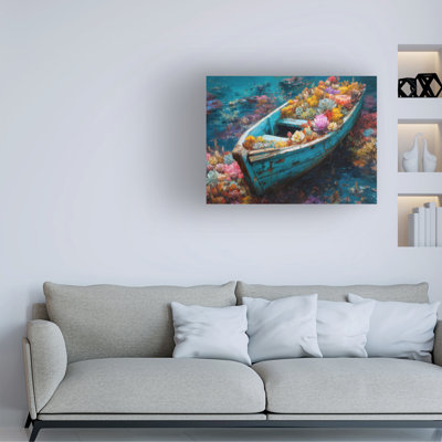 Wrapped Canvas Wall Art - Imagine It Images 'Mexican Villa, Old Boat 1' Wall Art for Living Room, Bedroom, or Office Décor  - 18x24
