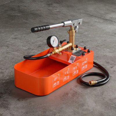 Hydrostatic Test Pump 2 Gallon Hydraulic Manual Water Pressure Tester, Single Valve Hydrostatic Water Pipe Leakage Pressure Test Pump Kit with Gauge & Tank, 0-50 Bar Range, for Pipeline Heating