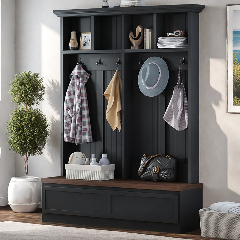 Arbre d'entrée l 55,9 "avec banc, 2 grands tiroirs, Black