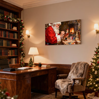 Casse-noisette de Noël père Noël dans un atelier, ensemble de 3 impressions sur toile
