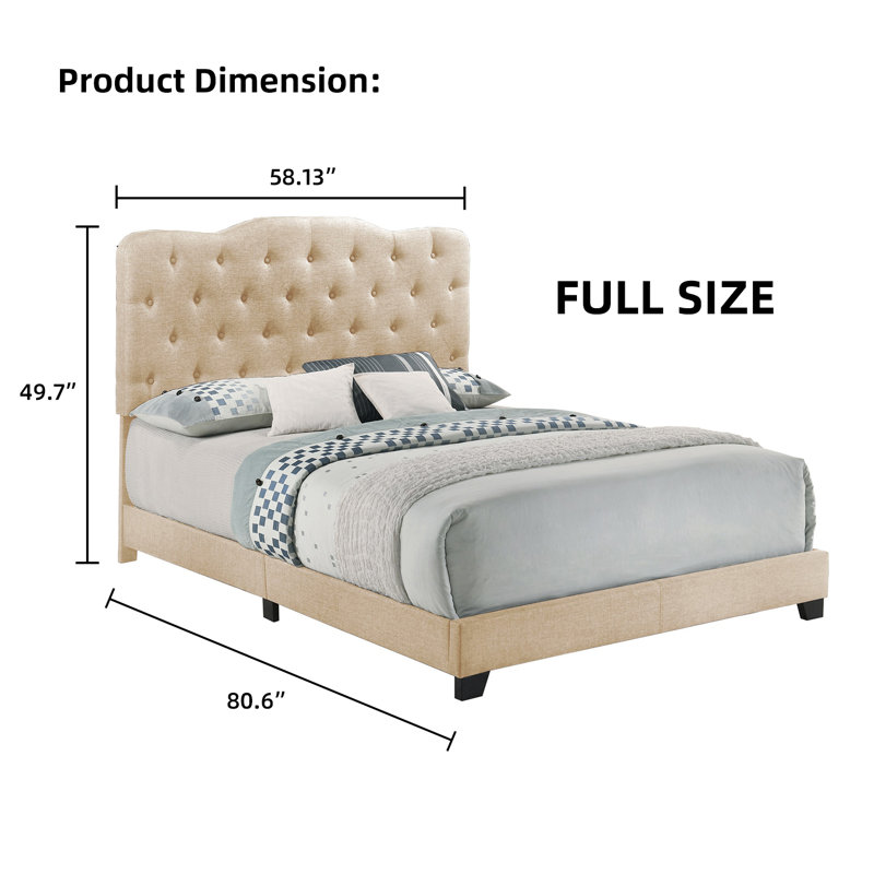 Caliopia Upholstered Standard Bed, Beige, Full/Double