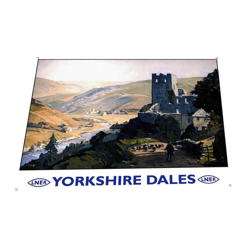 Yorkshire Dales Castle sur impression métallique, H 11,5 po x l 15,5 po x P 0,04 po