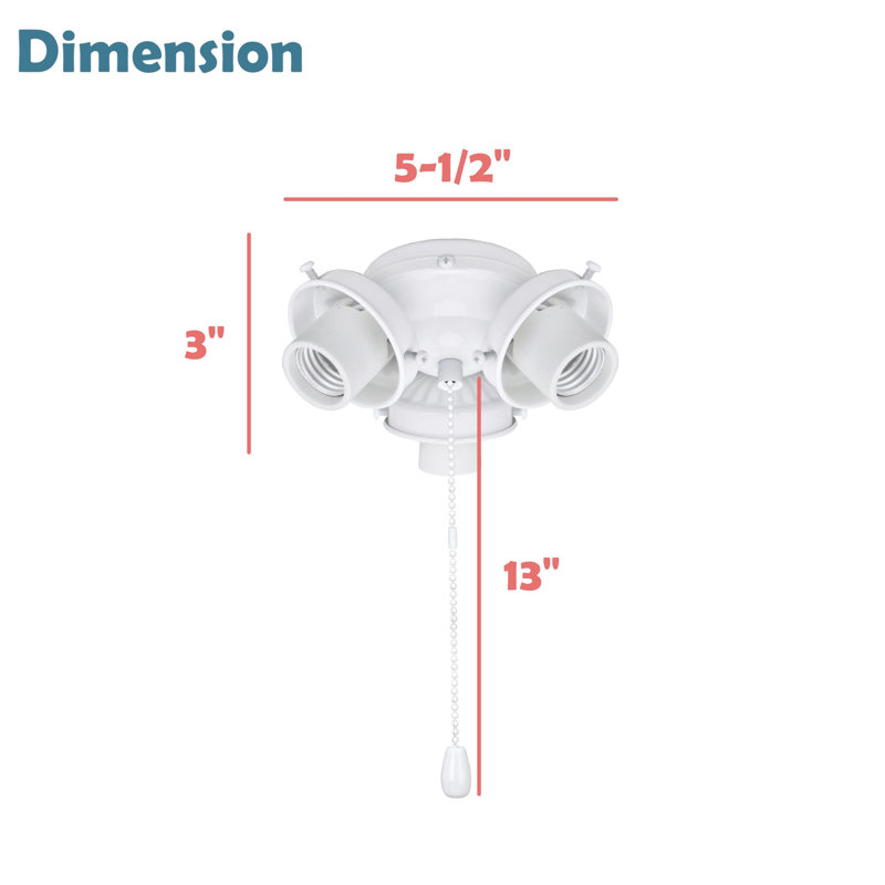 Ventilateur de plafond à 3 lumières, Peinte en blanc