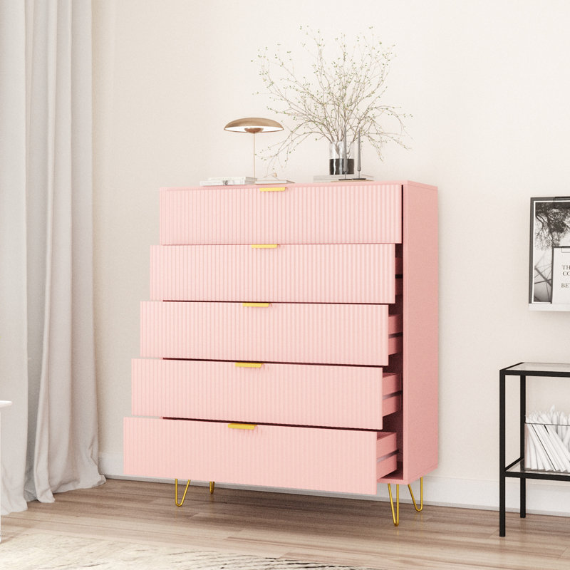 31.50'' W 5 - Drawer Dresser, Pink