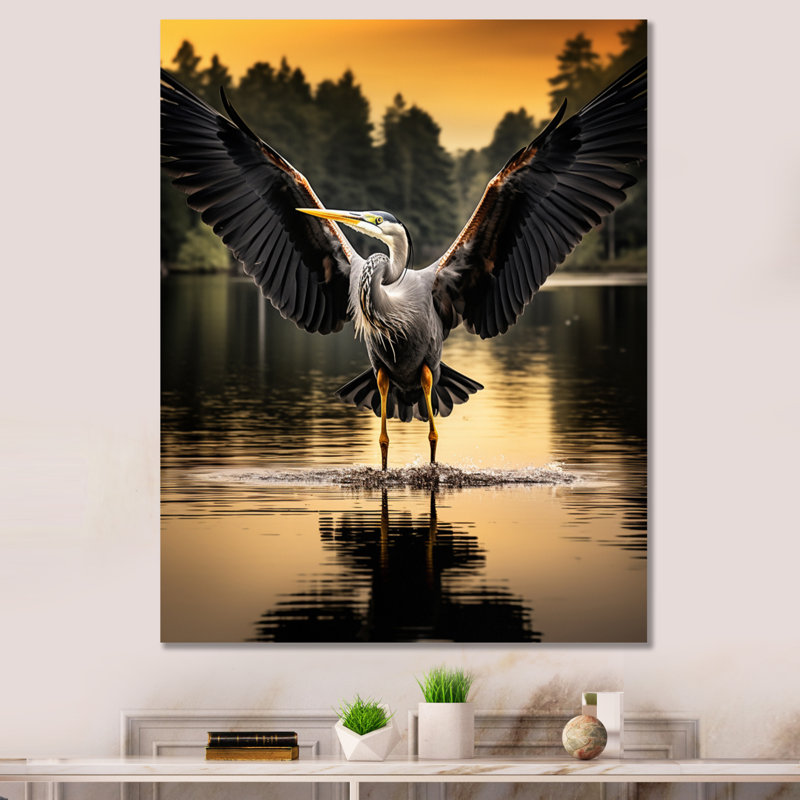 Kishawn Heron Winged Majesty II sur toile, H 44 po x l 34 po x P 1,5 po, Toile tendue