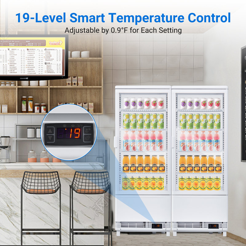 Commercial Display Refrigerator, 3.5 Cu.Ft/98 L Refrigerated Display Case with 4 Adjustable Shelves, Led Lights, Double Tempered Glass, Frost-Free Cake Display Fridge, Black