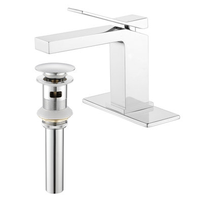 Robinet de lavabo de salle de bain monocorps à poignée simple avec ensemble de drain optionnel