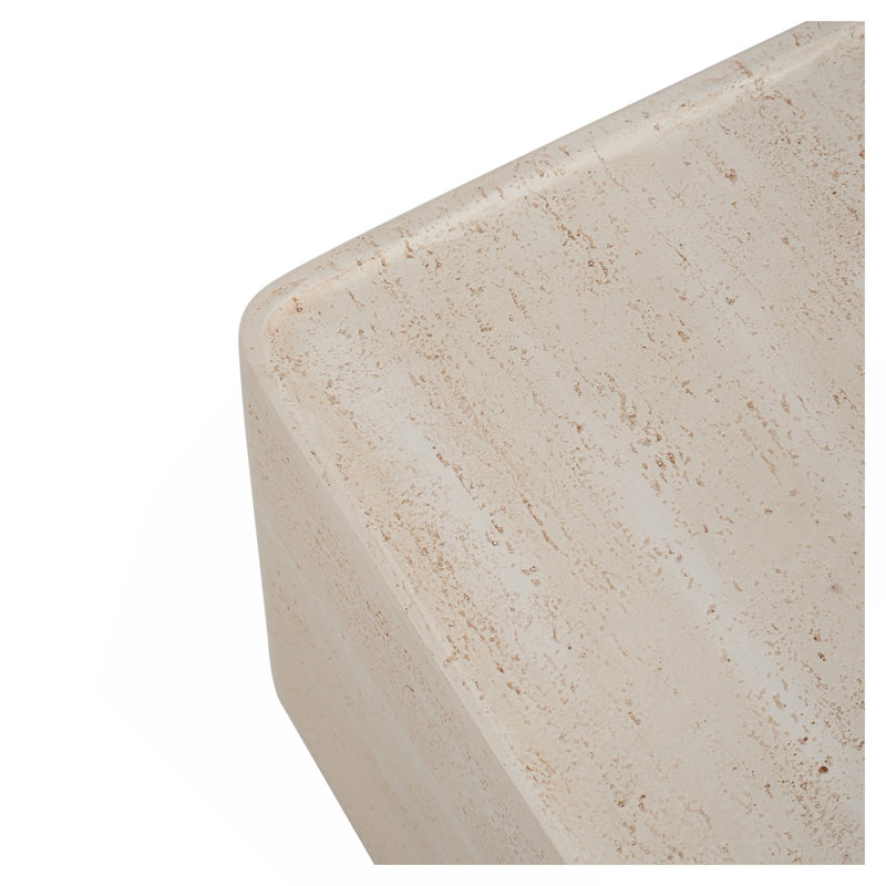 Table d'appoint d'extérieur, fini travertin beige, ensemble de 1
