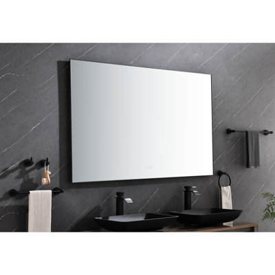 Miroir de salle de bain 60 po x 36 po avec rétroéclairage à DEL, fixation murale, brouillard, mémoire, grand réglage réglable incassable 60 po x 36 po pour meuble-lavabo, fixation, fonction mémoire, grand, réglable,