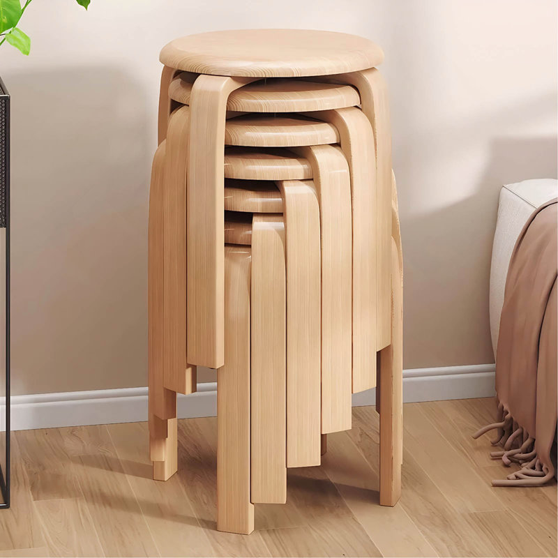 Ensemble de tabourets empilables en bois cintré de 6 po, 18 po, empilables et sans dossier