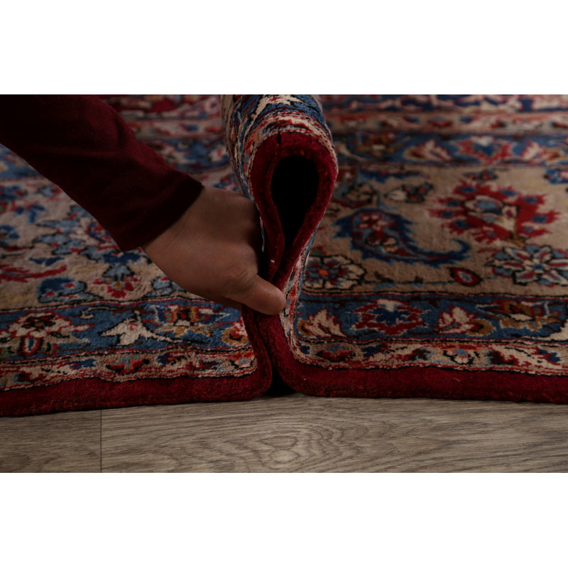Tapis décoratif en laine rouge de conception unique 9 pi 11 po x 12 pi 6 po noué à la main