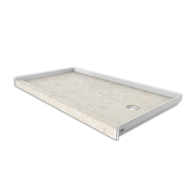 FlexStone 60"L x 30"W Single Threshold Alcove Shower Base with Right-Hand Drain