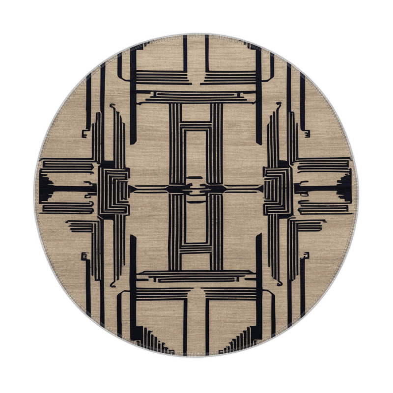ArtDeco Gray Indoor and Outdoor Area Rug, Round 5'