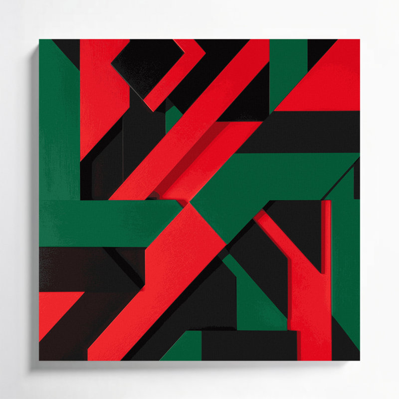 «Geometric Abstraction 16», art mural sur toile noire, H 32 po x l 32 po