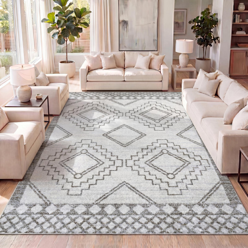 Amir Moroccan Beni Souk Cream/Gray Rug, Rectangle 9' x 12'
