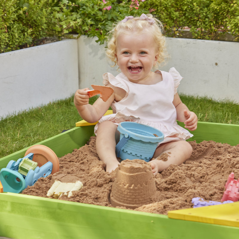Liberty House Toys 90cm x 13.5cm Solid Wood Square Sandbox with Cover
