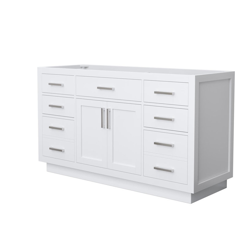Base de meuble-lavabo simple autoportante de 59 po Beckett, Gris foncé, Nickel brossé