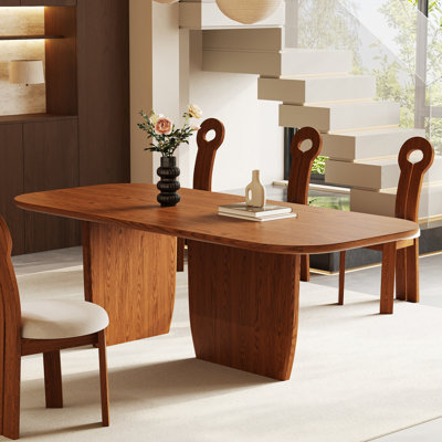 78.74" Black Dining Table, Solid Wood for 6-10, Retangular Kitchen table with double Pedestal