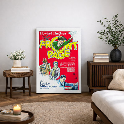 The Front Page Movie Poster Artwork, Vintage Newspaper Comedy Pictures, Framed Canvas Giclee Print Wall Art.