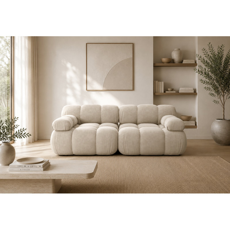 Selia Cloud Loveseat Sofa – Modern Plush Upholstered 2-Seater in Cream