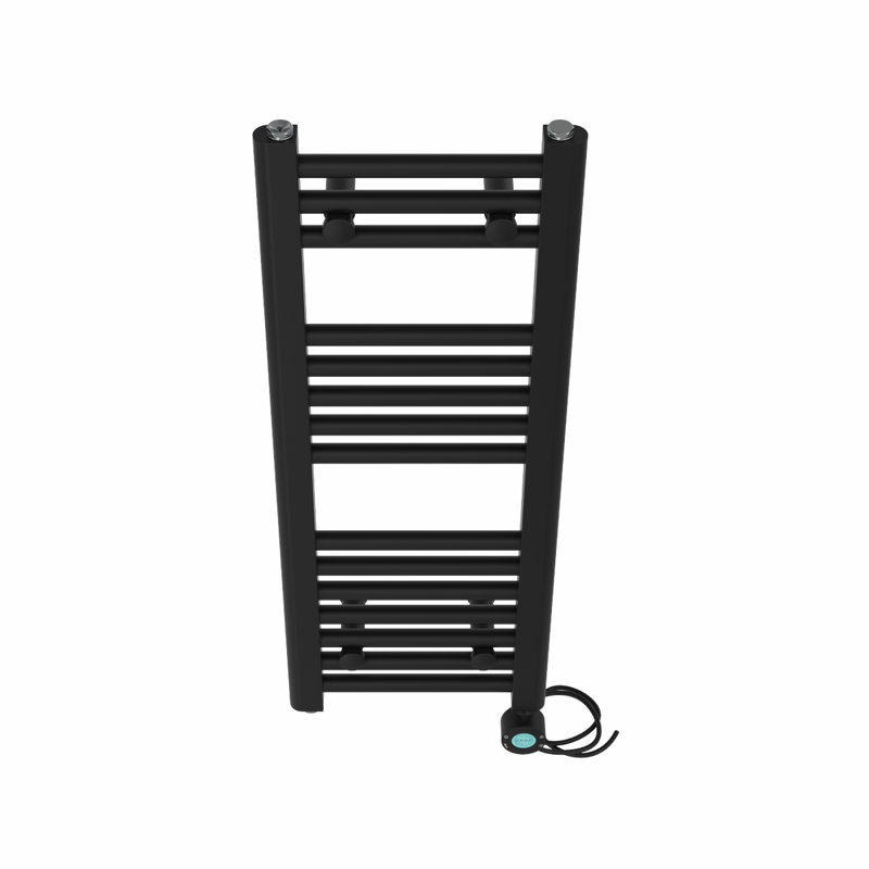 Asmitha Straight Towel Rail Heated Towel Rails, Black, 80cm H x 30cm W x 3cm D