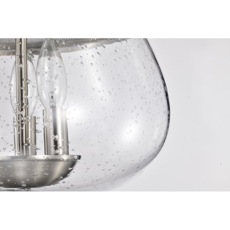 Plafonnier encastré en verre Marelys, Nickel brossé