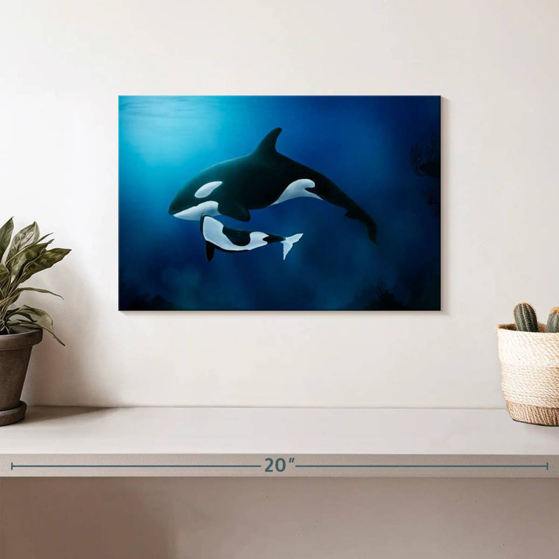 Brampt Mother And Baby Orca, 8" H x 12" W