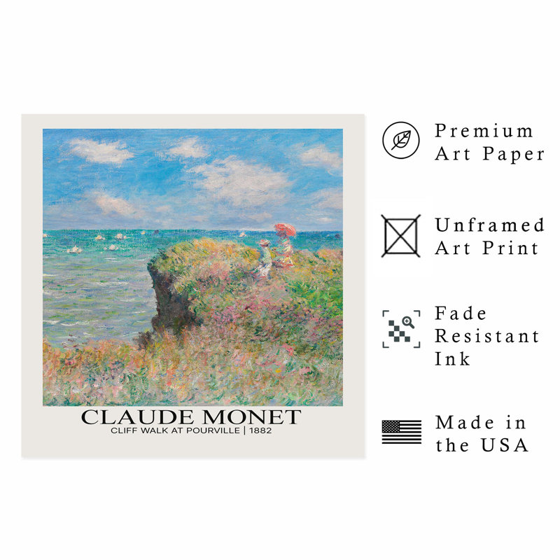 «Landscape and Nature Claude Monet Cliff Walk at Pourville», reproduction d'art classique sans cadre