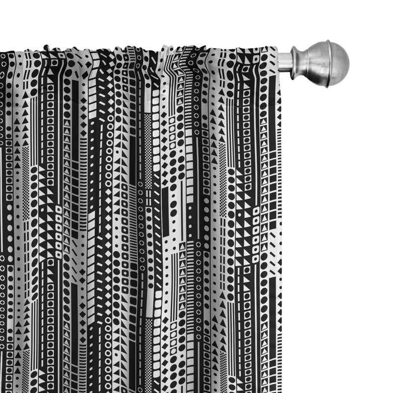 Geometric Semi-Sheer Rod Pocket Curtain Panels, 28" x 63"