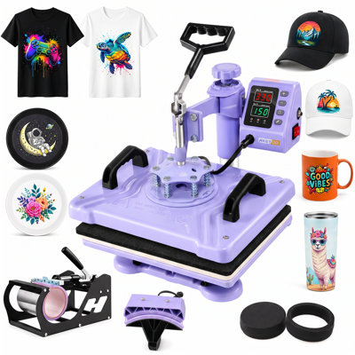 5 in 1 Heat Press Machine for t Shirts Professional Swing Away Heat Press Digital Combo 12" x 15" 360-degree Rotation Shirt Press Machine Sublimation
