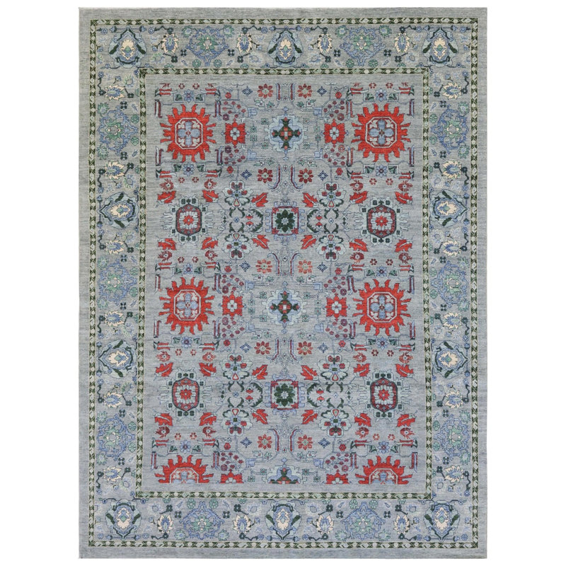 Tapis unique bleu 9 pi 2 po x 12 pi 1 po Mazar